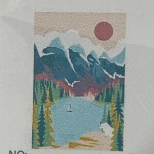 Paint by Numbers Kit – Snowy Mountain Lake and with Sun and Boat (Single Canvas)